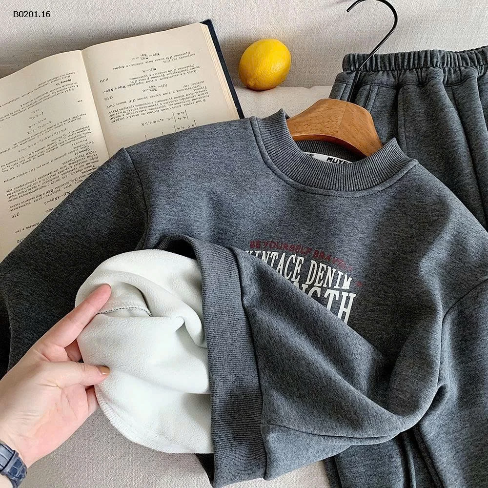 BỘ NỈ XÁM IN CHỮ MUYE BT - sỉ 265k