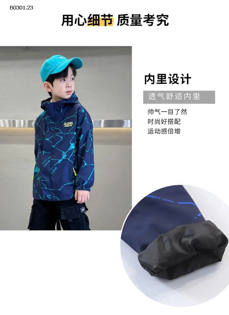 ÁO KHOÁC GIÓ SIZE ĐẠI BÉ TRAI -Giá sỉ 222k