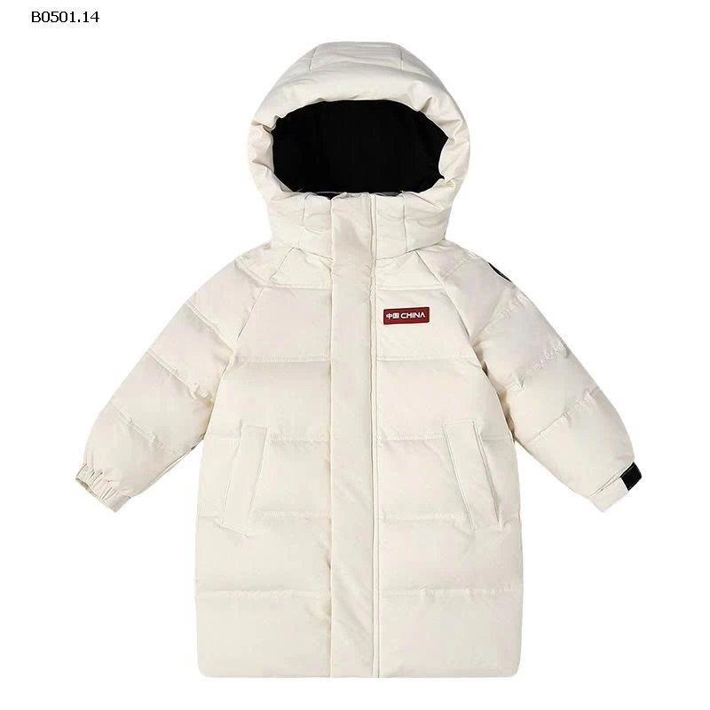 Áo phao dáng dài có mũ PP Elephant dày dặn, giữ ấm-Giá sỉ 407k