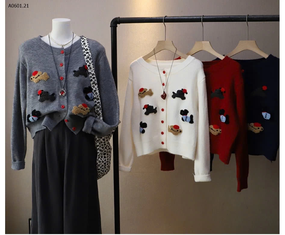 ÁO KHOÁC LEN THÊU CÚN- sỉ 200k