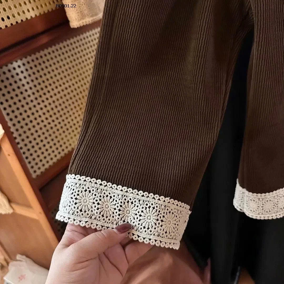 Quần xuông tăm lót nỉ phối gấu ren bé gái-sỉ 145k