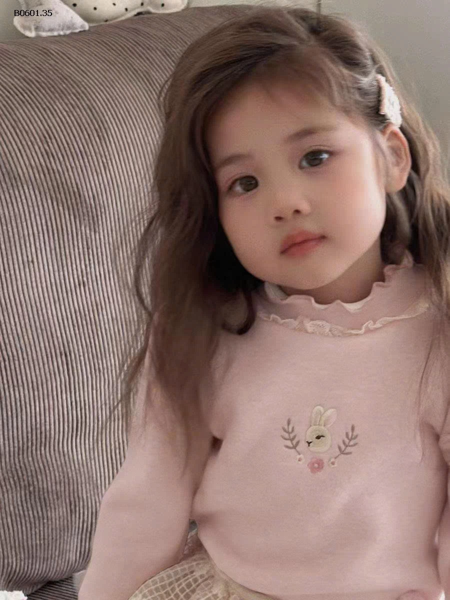 ÁO CHO BÉ GÁI THÊU THỎ HOA SIÊU CƯNG -Giá sỉ 82K