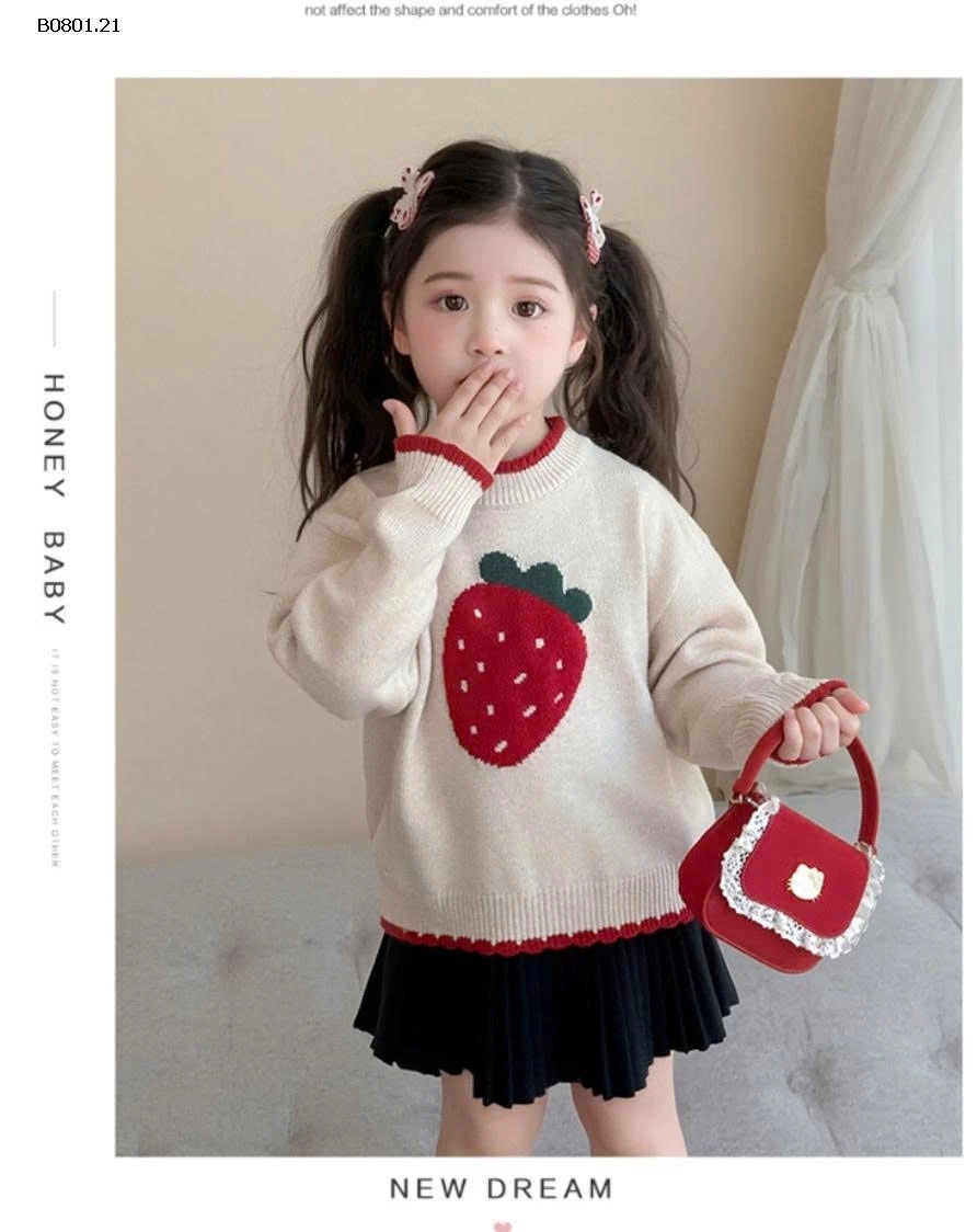 Áo len bé gái kiểu dáng mới thu đông 2025, áo len dệt kim -Giá sỉ 185k 