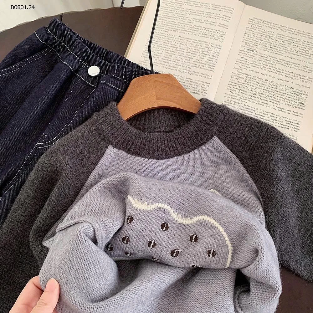 ÁO LEN HOẠT HÌNH PHỐI MÀU  Muye-Giá sỉ 196k