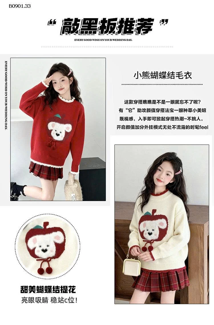 Áo len dày dặn cho BG thích hợp cho mùa thu đông- Giá sỉ 290k