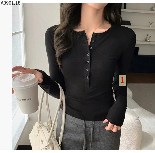 ÁO THUN DÀI TAY PHỐI CÚC-sỉ 108k