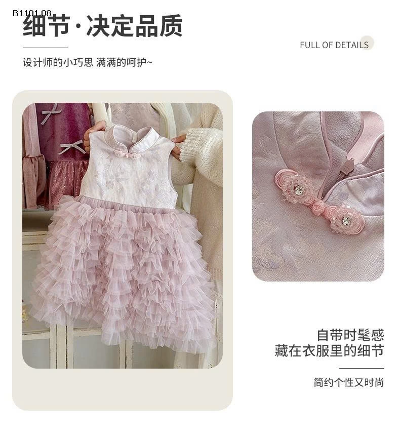 Đầm công chúa tutu dễ thương cho bé gái, chân váy dệt hoa văn jacquard- giá sỉ 328k