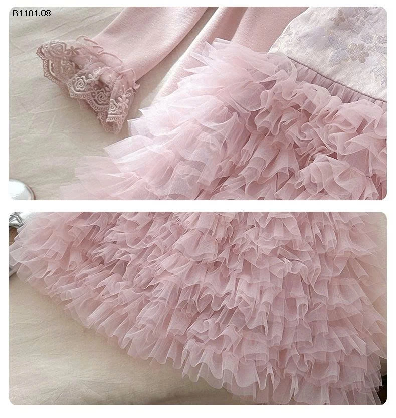 Đầm công chúa tutu dễ thương cho bé gái, chân váy dệt hoa văn jacquard- giá sỉ 328k