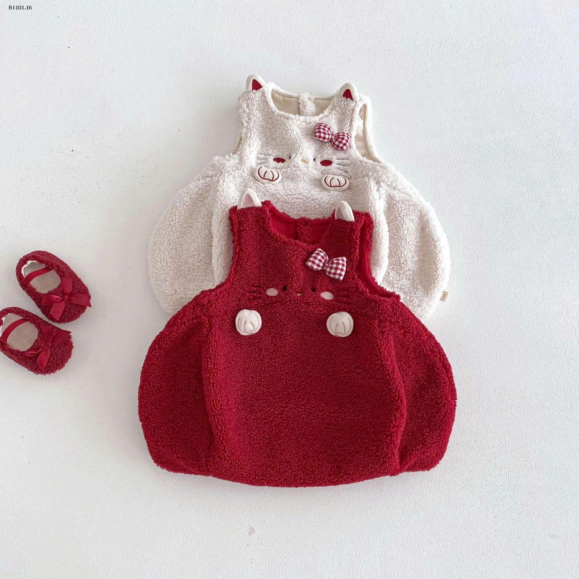 Set Đầm đơn sắc cho bé gái mặc dịp năm mới - giá sỉ 304k