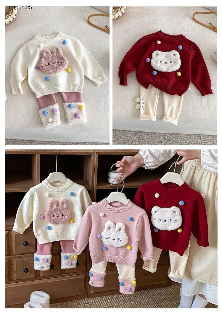 Áo len hoạt hình cho bé gái YÊU - giá sỉ 158k