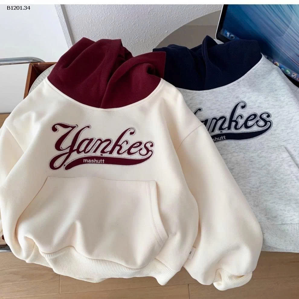HOODIE TÚI TRƯỚC PHỐI MÀU MŨ CHO BÉ-Giá sỉ 140k
