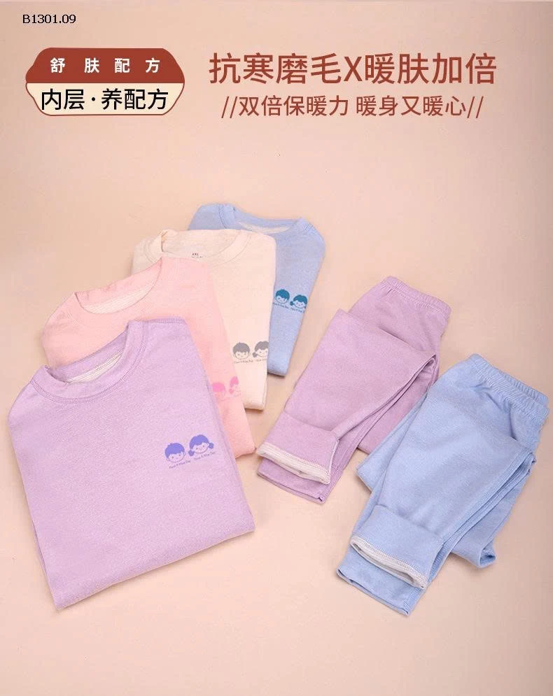 Bộ đồ lót giữ nhiệt bằng len và lụa cổ lửng cho trẻ -Giá sỉ 89k