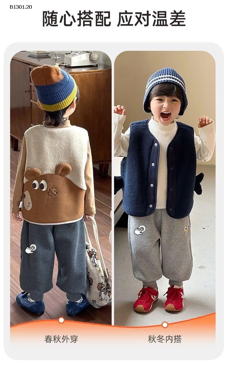 Áo gile cá mập cho bé-Giá sỉ 135k/c  