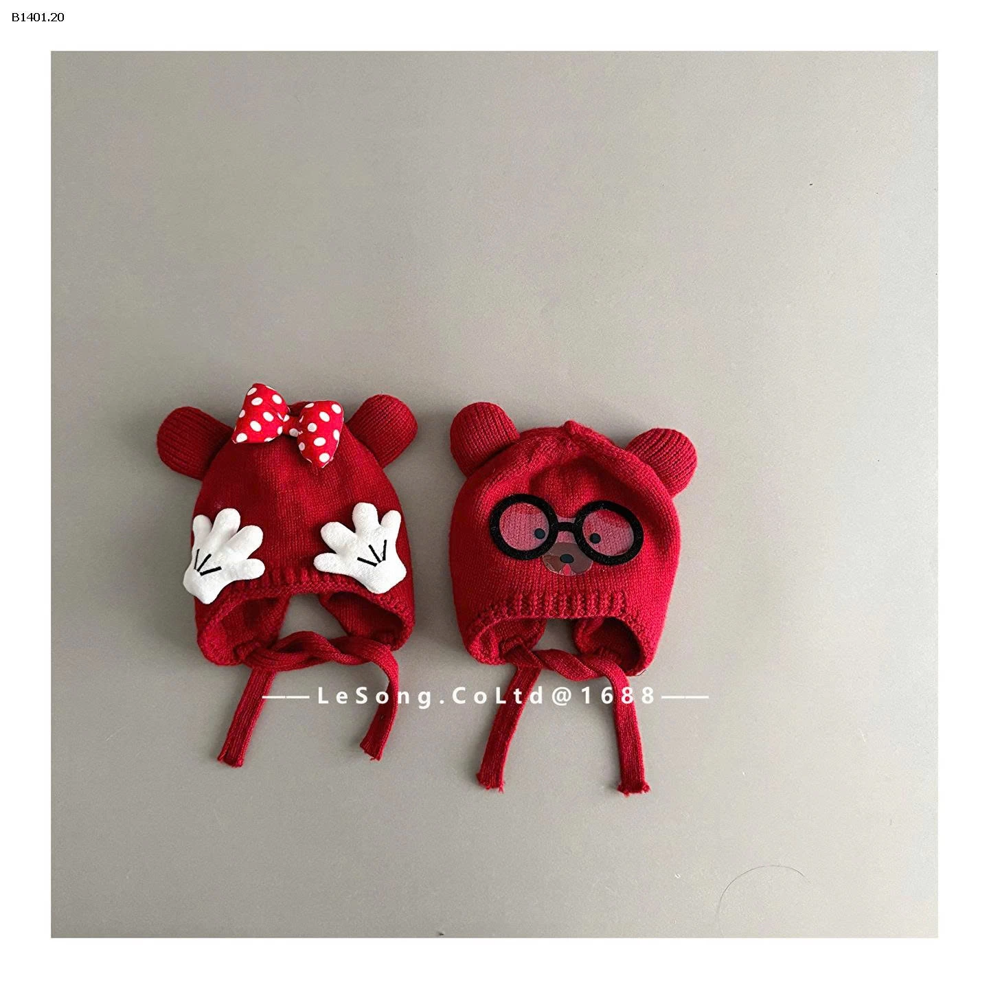 MŨ LEN TONE ĐỎ DỄ THƯƠNG CHO BÉ - sỉ 105k