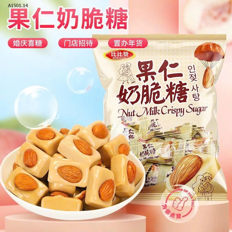 KẸO SỮA GIÒN HẠNH NHÂN BIBIZAN  – Giá sỉ 160k /1kg 