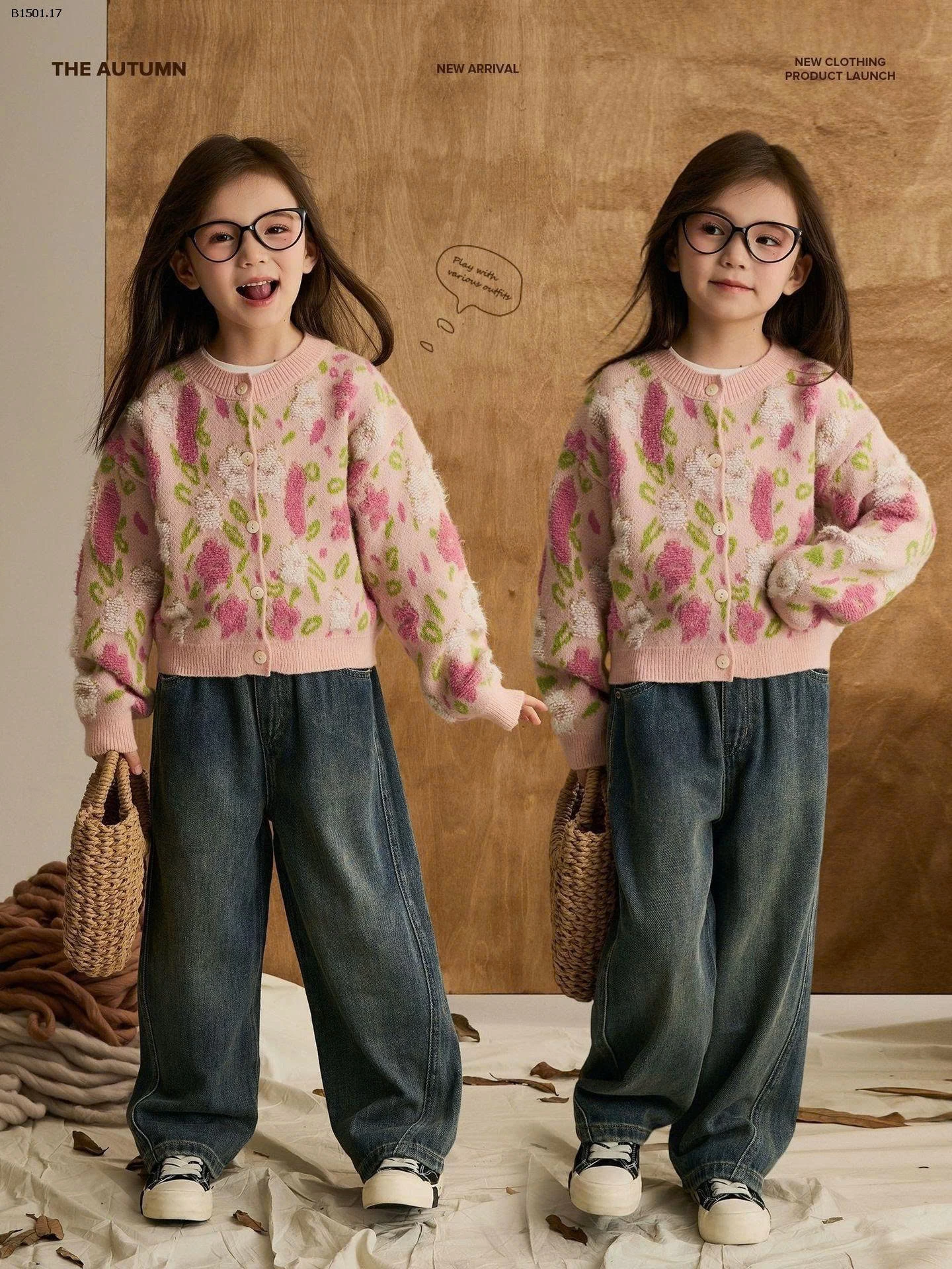 Áo khoác cardigan dệt kim cho bé gái-Giá sỉ 195k