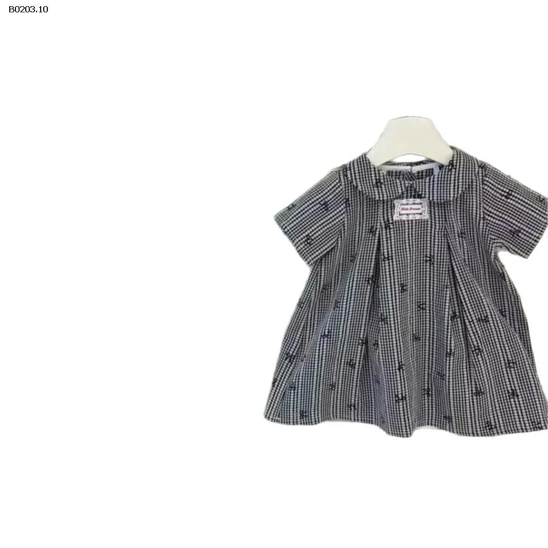 VÁY KẺ CARO HỌA TIẾT NƠ BG- sỉ 139k