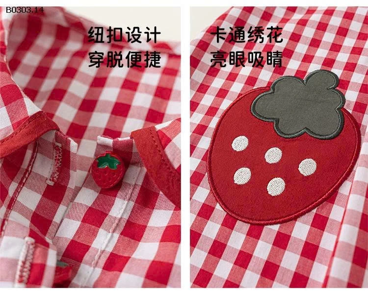 VÁY SÁT NÁCH KẺ CARO HÌNH DÂU TÂY CHO BG- sỉ 232k