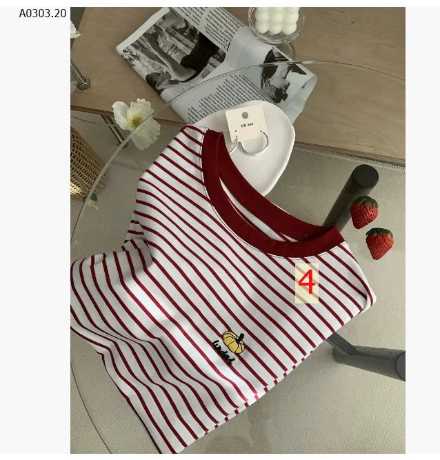 ÁO THUN KẺ CỔ TRÒN CHO NỮ- sỉ 155k