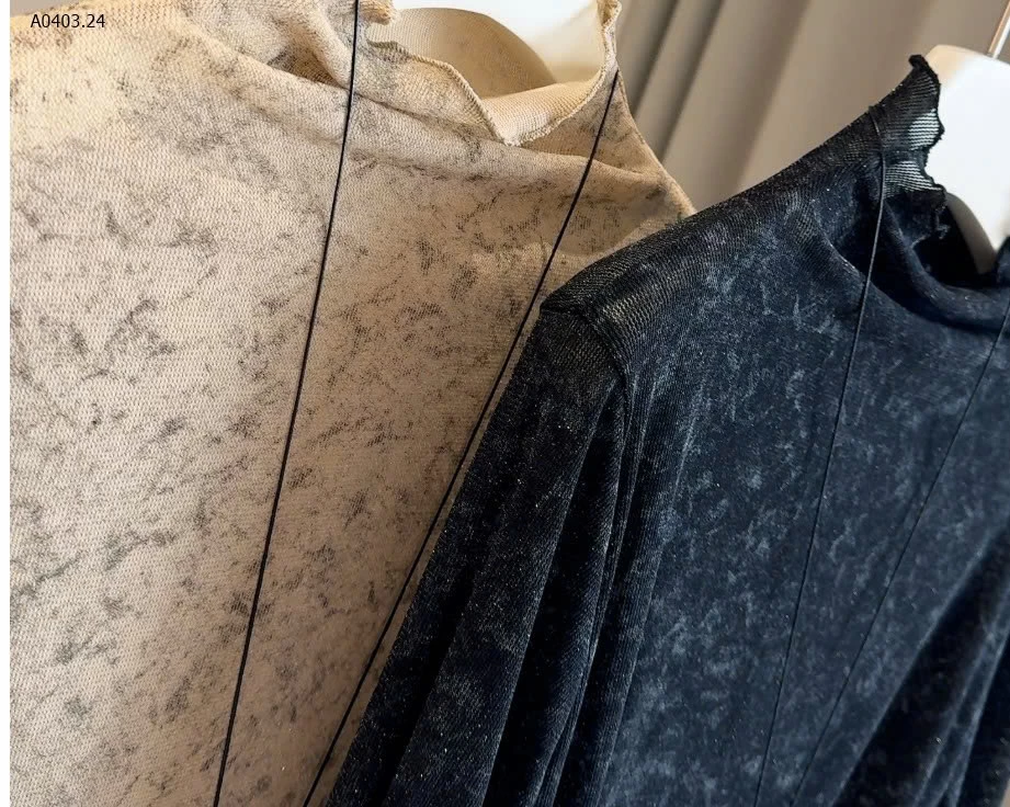 ÁO THUN LƯỚI DÀI TAY CỔ CAO ANNA- sỉ 110k