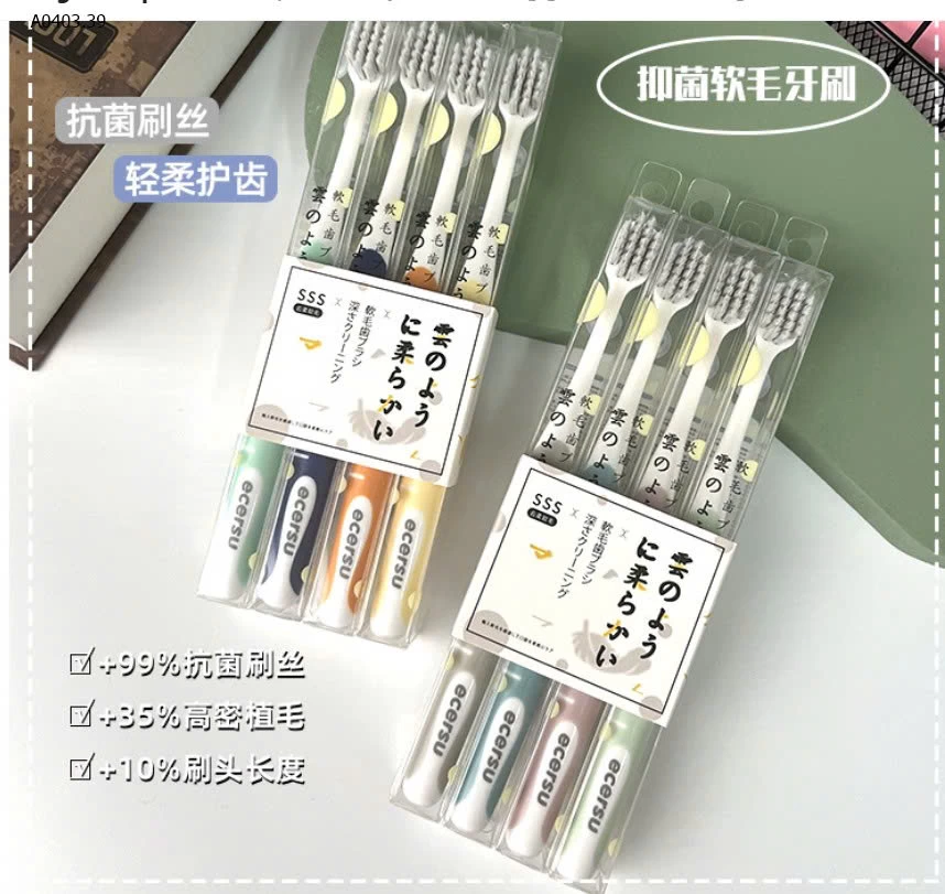 - Set 8 bàn chải đánh răng Nhật  ECERSU Lông Mềm Kháng Khuẩn-sỉ 89k/1 set 8 chiếc