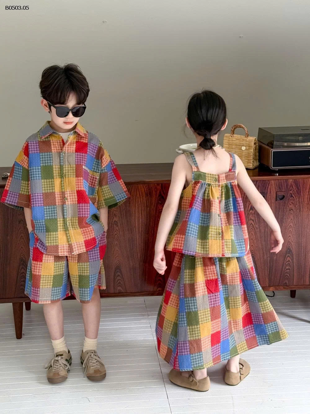 SET VÁY MAXI CARO SẮC MÀU-Giá sỉ 215k