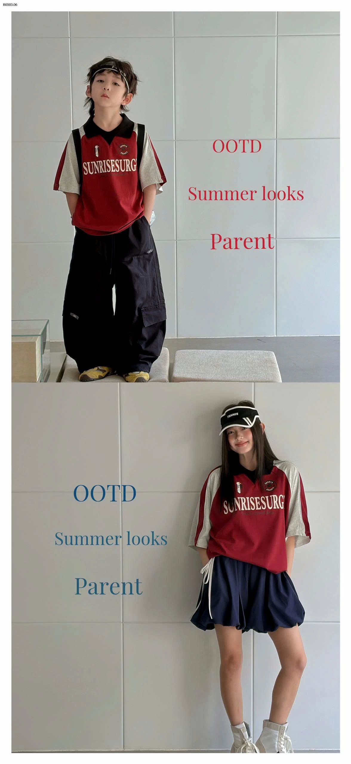 ÁO THUN CỔ POLO PHỐI MÀU MẸ VÀ BÉ-Giá sỉ  90-110: 139k 120-150: 159k XS-XL: 185k