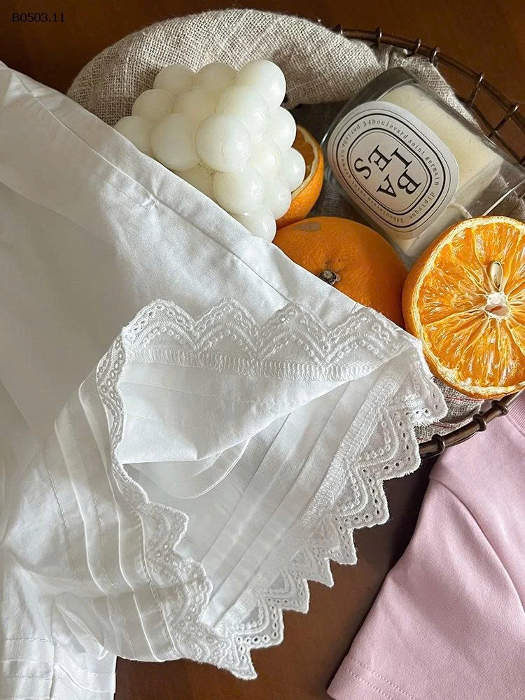 SHORT TRẮNG VIỀN REN AIMOBEIEI  BÉ GÁI-Giá  sỉ 90-150: 95k 160-170: 115k