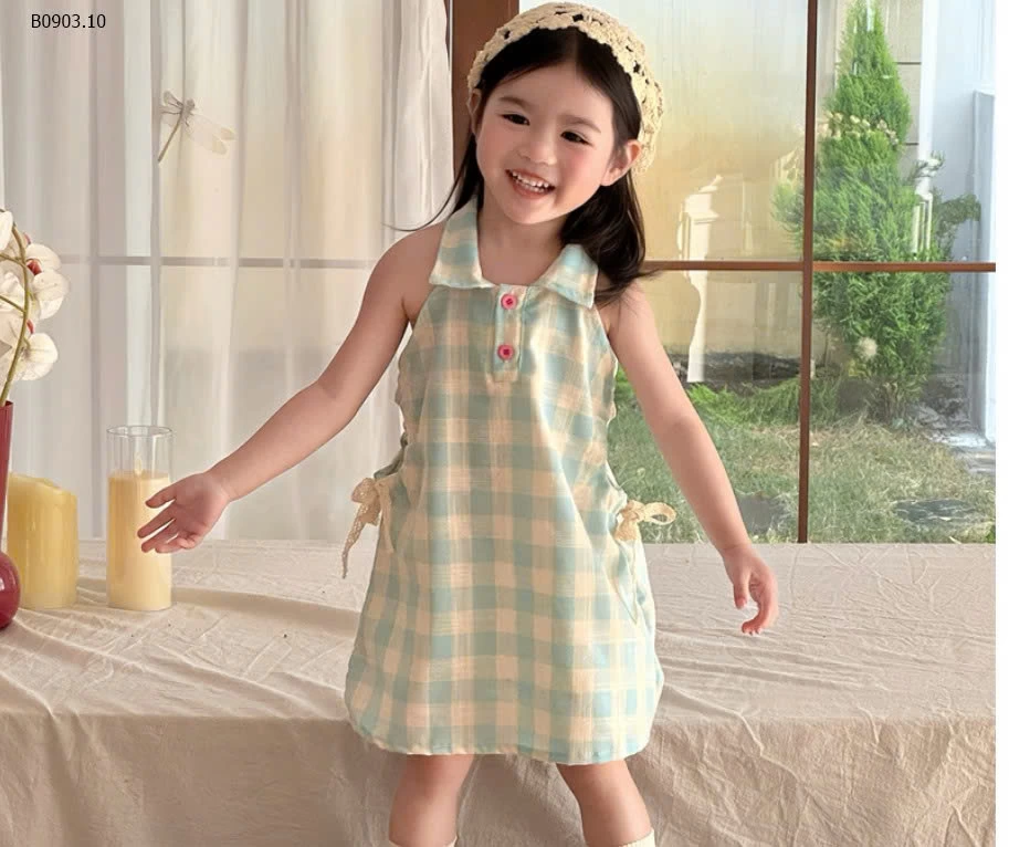 ĐẦM CARO XANH KHOÉT EO- sỉ 175k